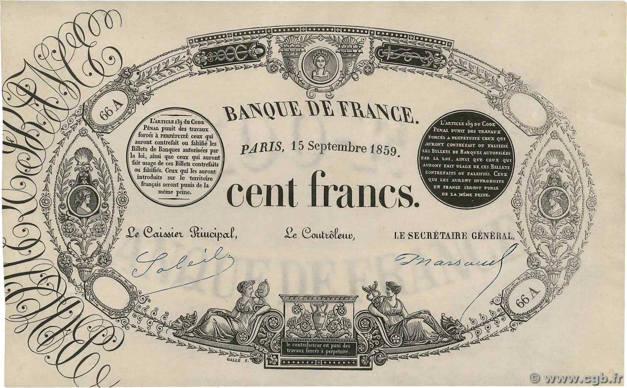 100 Francs 1848 Transposé Non émis FRANCIA  1859 F.A25.00x SC