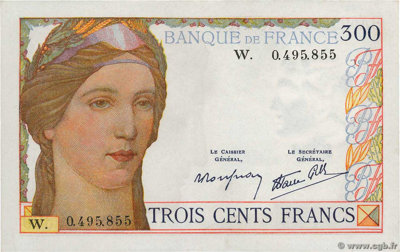 300 Francs FRANCIA  1938 F.29.02 q.FDC