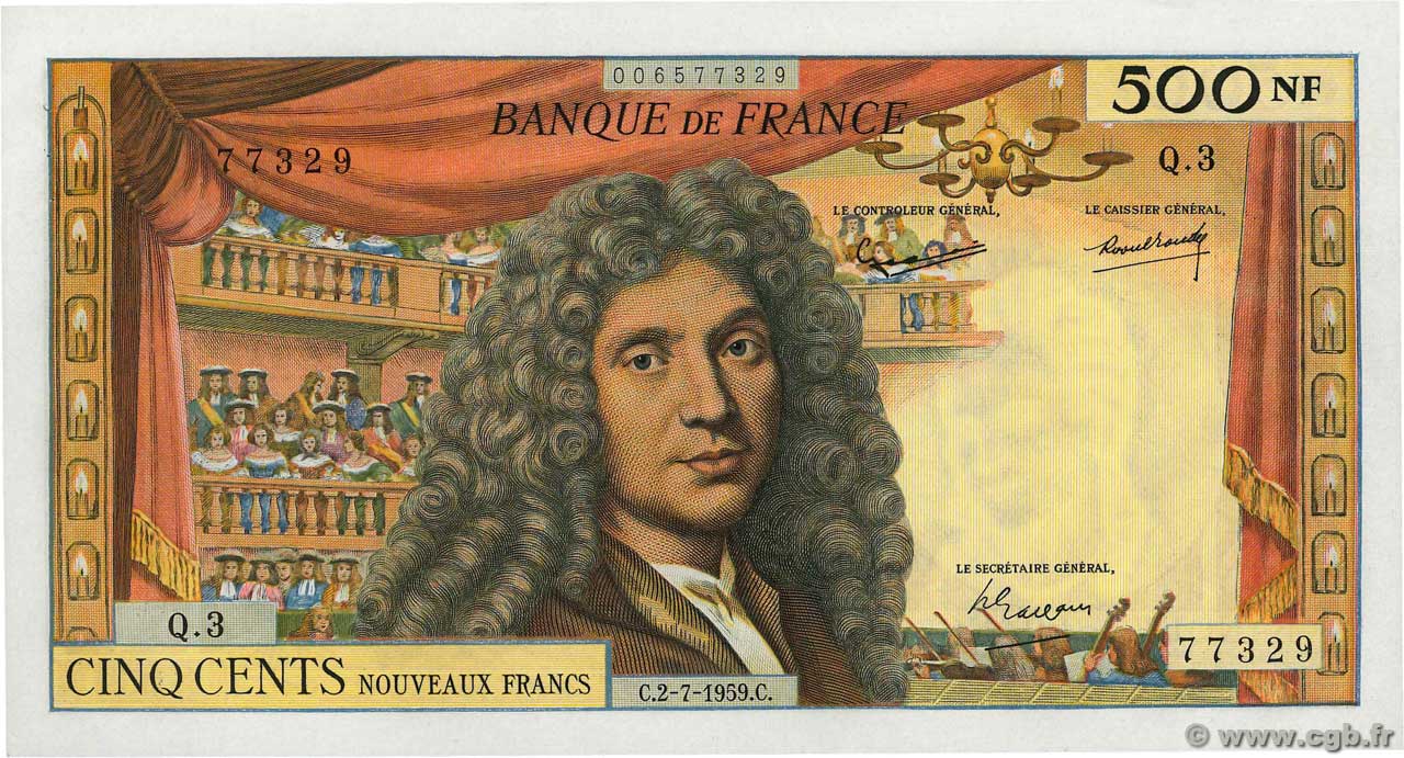 500 Nouveaux Francs MOLIÈRE FRANCIA  1959 F.60.01 AU