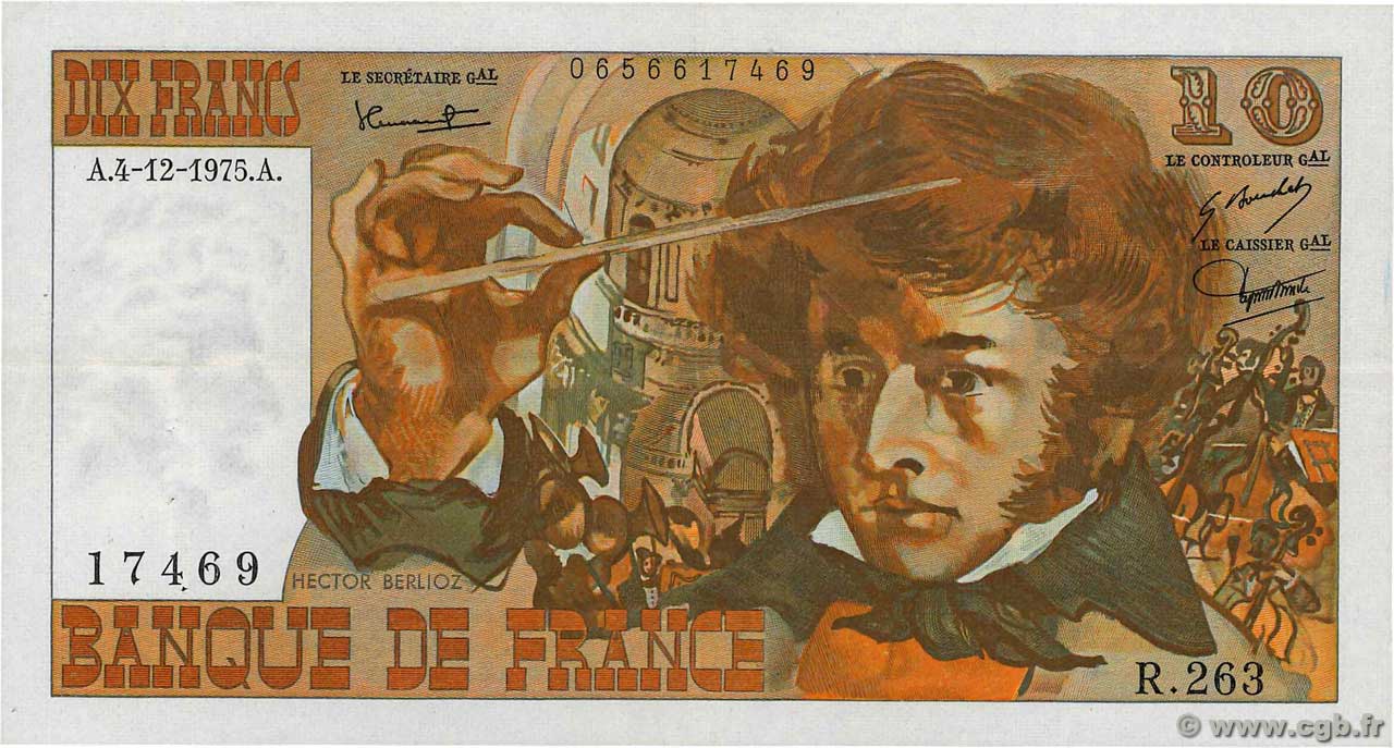 10 Francs BERLIOZ FRANCE  1975 F.63.15 SUP