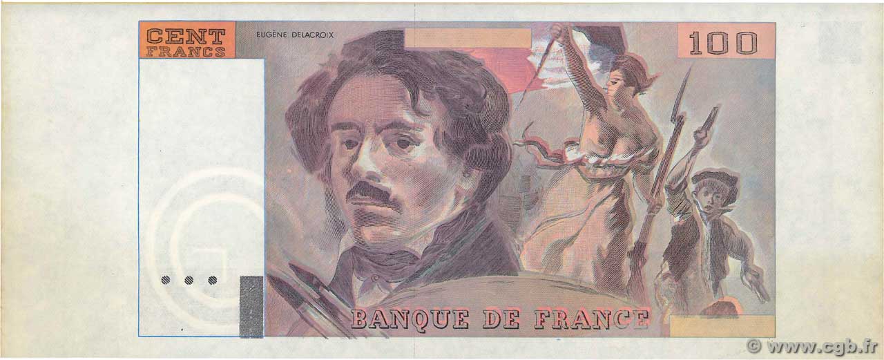 100 Francs DELACROIX modifié Essai FRANCE  1978 F.69.01Ec pr.NEUF