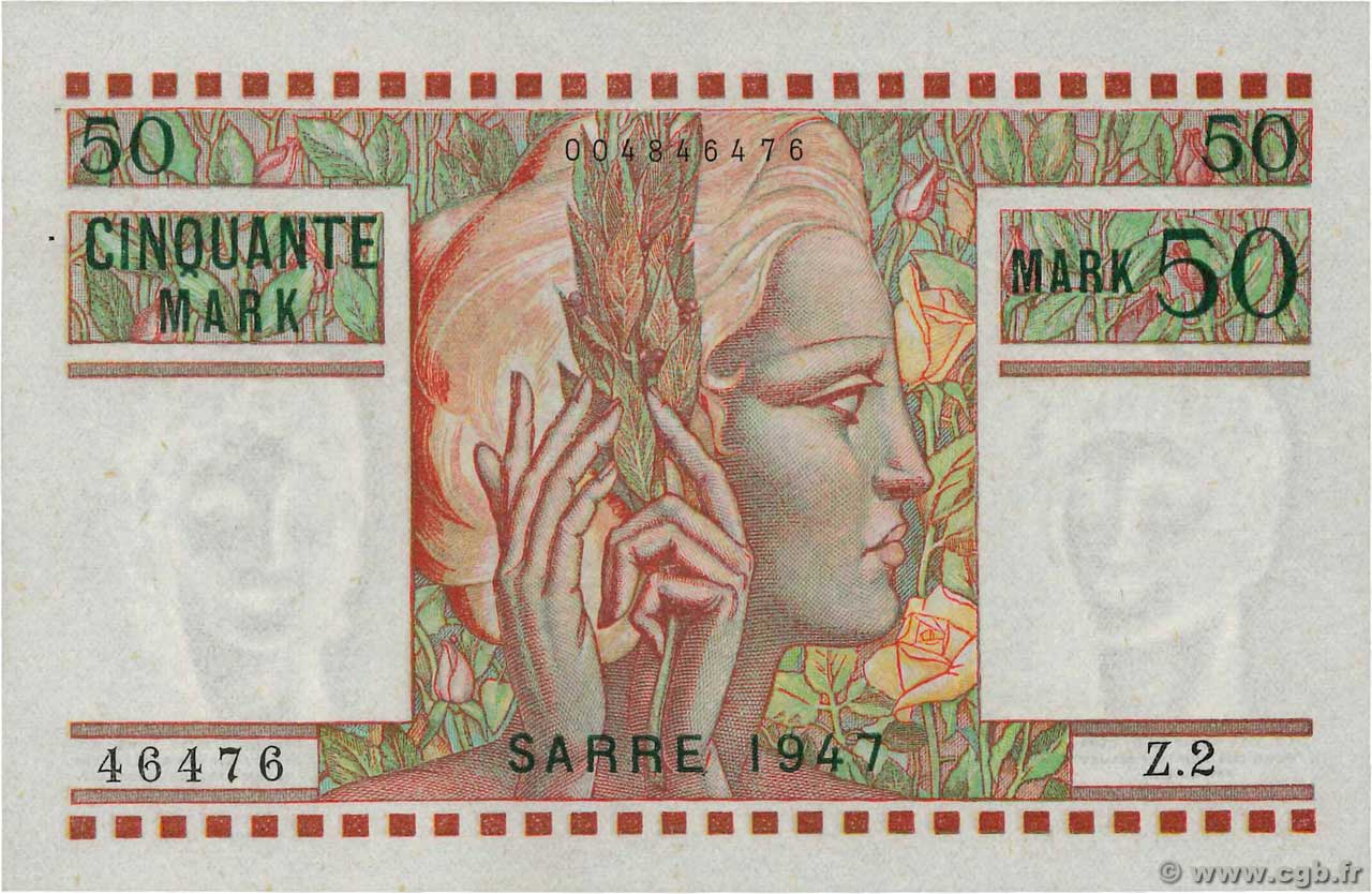50 Mark SARRE FRANCIA  1947 VF.48.01 SC