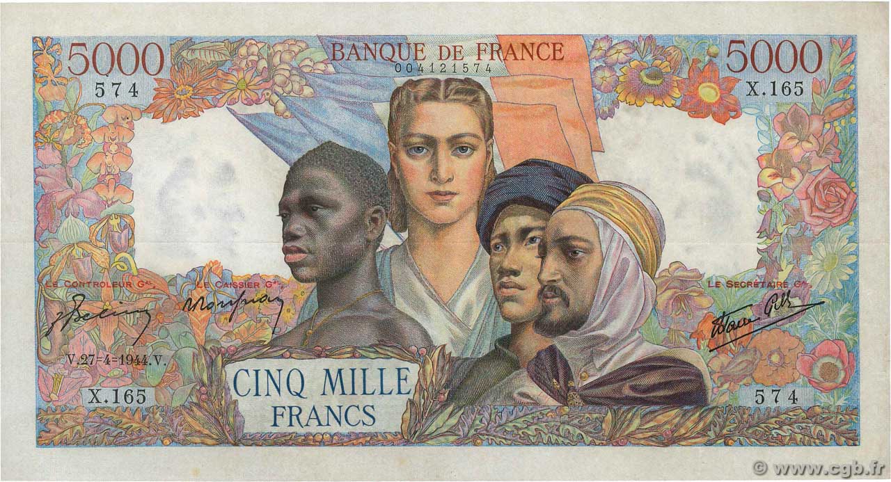 5000 Francs EMPIRE FRANCAIS FRANCIA  1944 F.47.07 MBC+