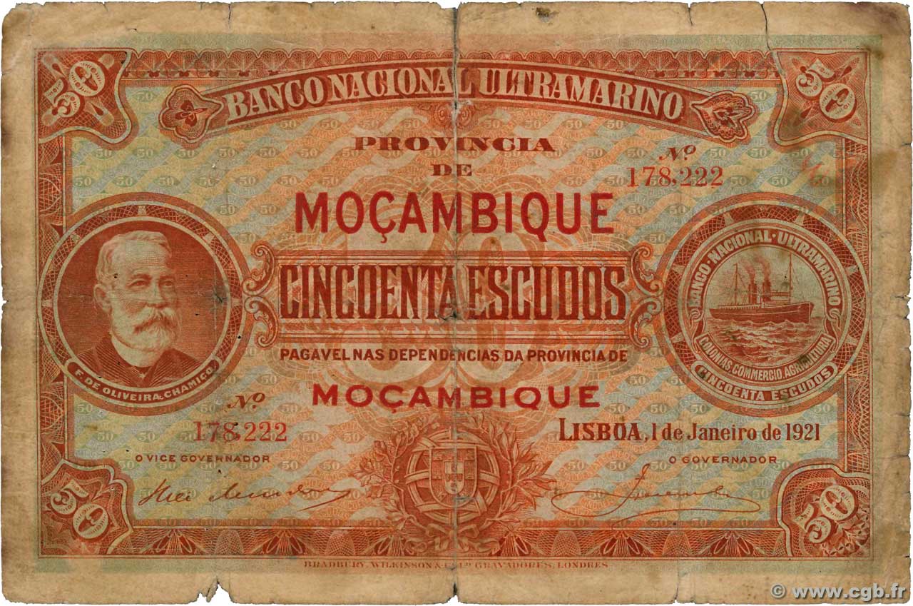 50 Escudos MOZAMBIQUE  1921 P.071b P