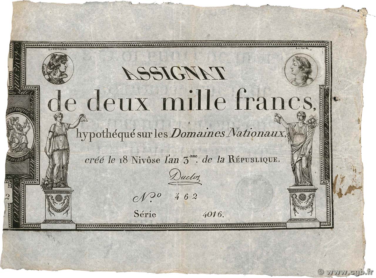 2000 Francs FRANKREICH  1795 Ass.51a SS
