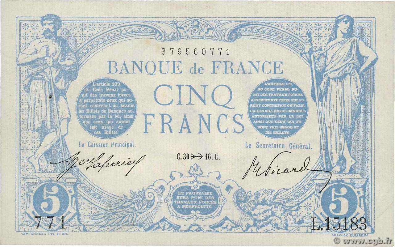 5 Francs BLEU FRANCE  1916 F.02.45 SUP