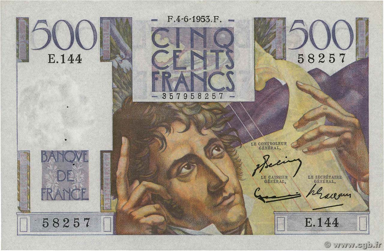 500 Francs CHATEAUBRIAND FRANCIA  1953 F.34.12 SPL