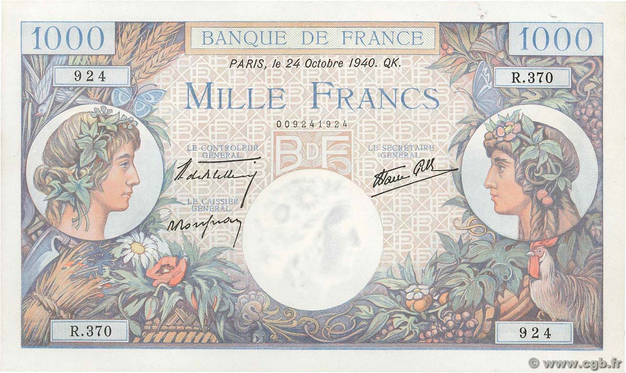1000 Francs COMMERCE ET INDUSTRIE FRANKREICH  1940 F.39.01 fST