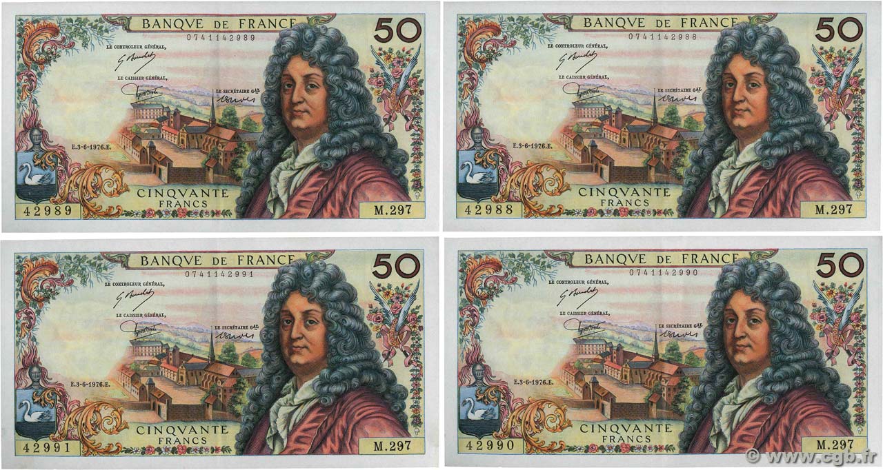 50 Francs RACINE Consécutifs FRANCIA  1976 F.64.33 EBC