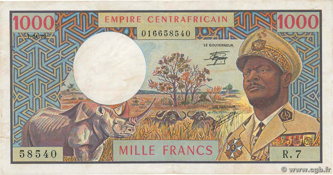 1000 Francs REPUBBLICA CENTRAFRICANA  1978 P.06 BB
