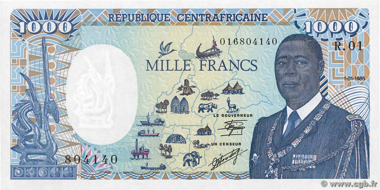1000 Francs ZENTRALAFRIKANISCHE REPUBLIK  1985 P.15 ST