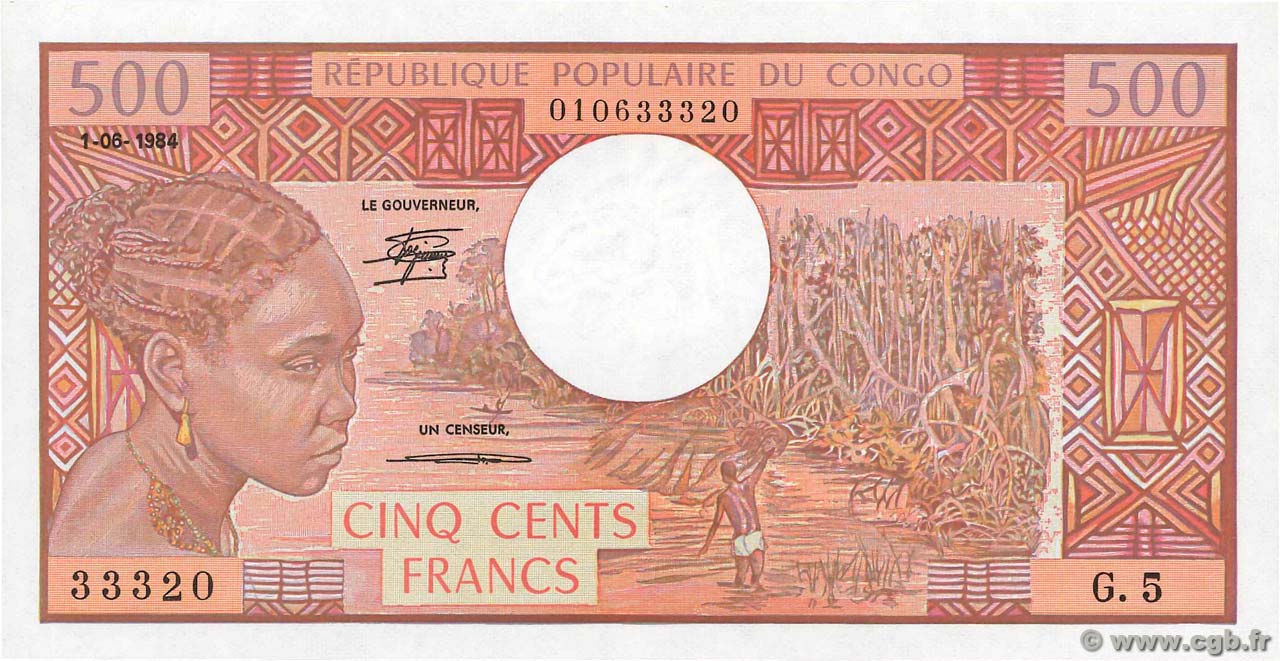 500 Francs CONGO  1984 P.02d ST