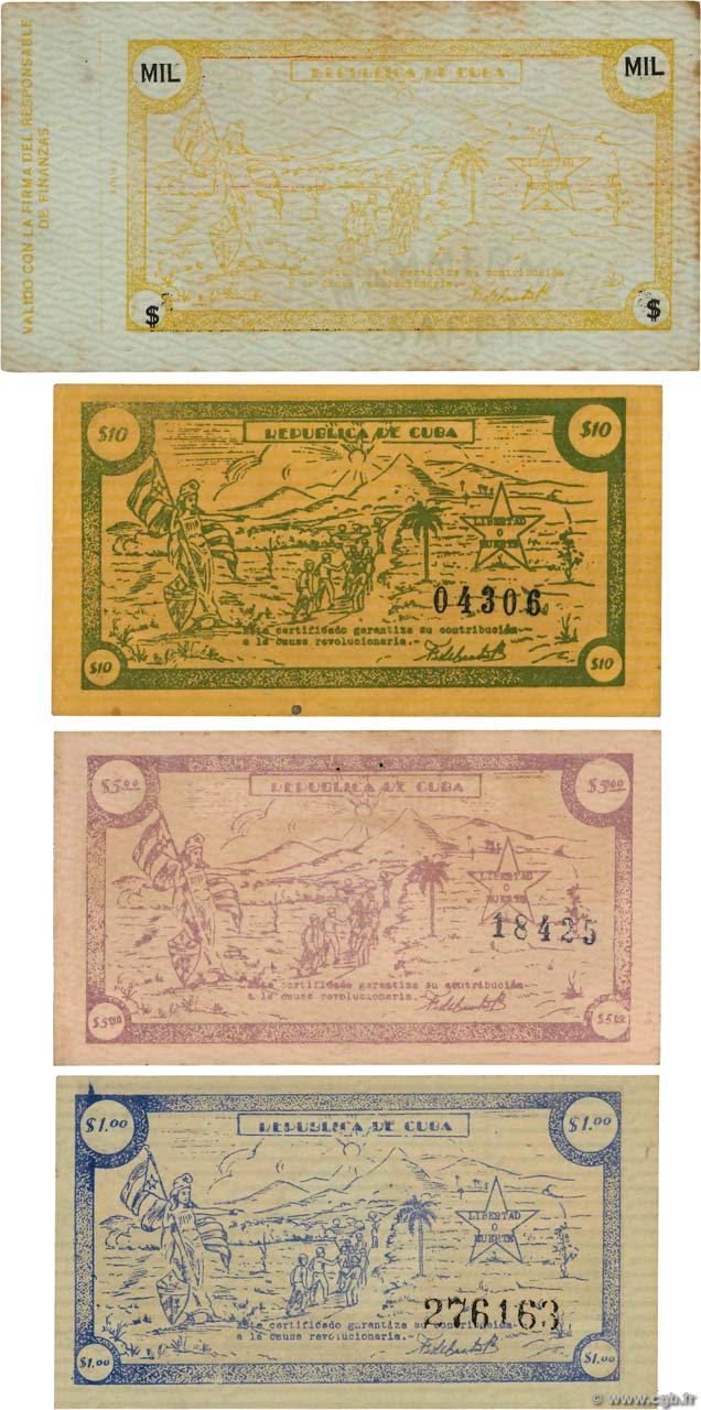 Lot du 1 au 1000 Pesos KUBA  1957  VZ