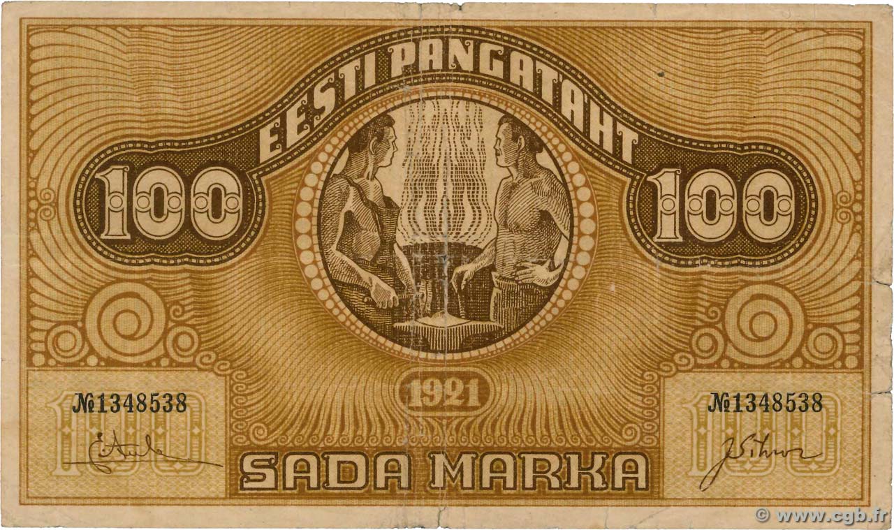 100 Marka ESTONIA  1921 P.56a G