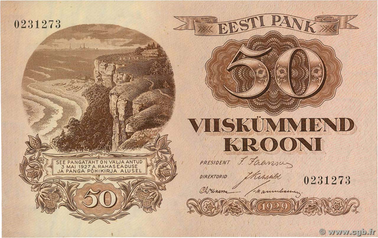 50 Krooni ESTLAND  1929 P.65a ST