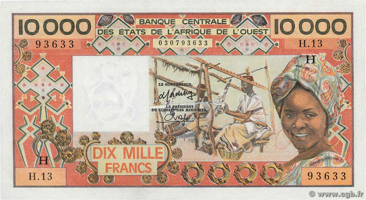 10000 Francs ÉTATS DE L AFRIQUE DE L OUEST  1986 P.609Hc SPL