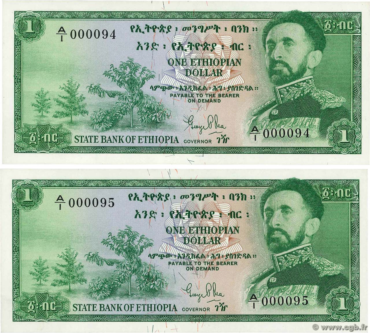 1 Dollar Petit numéro ETHIOPIA  1961 P.18a UNC