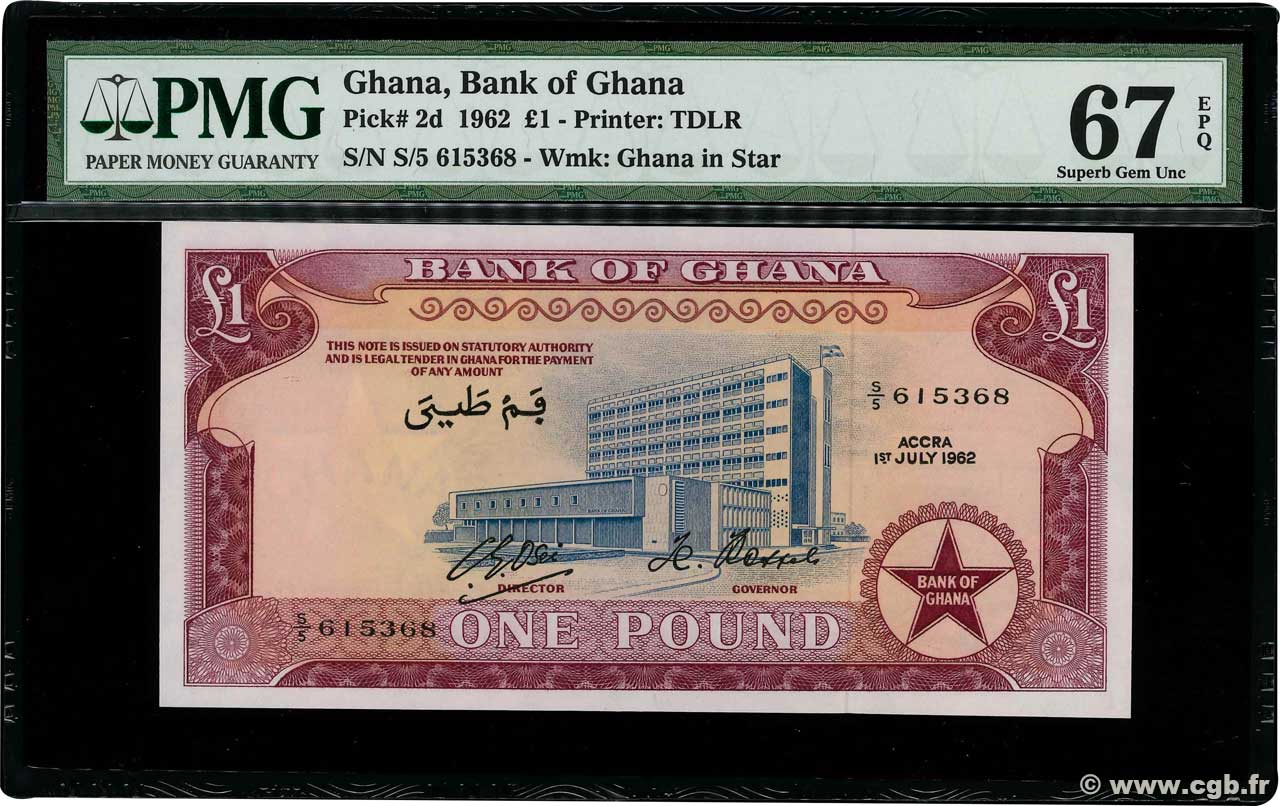 1 Pound GHANA  1962 P.02d UNC