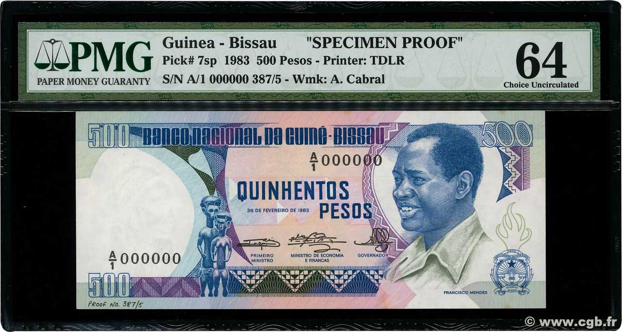 500 Pesos Spécimen GUINEA-BISSAU  1983 P.07s SC+