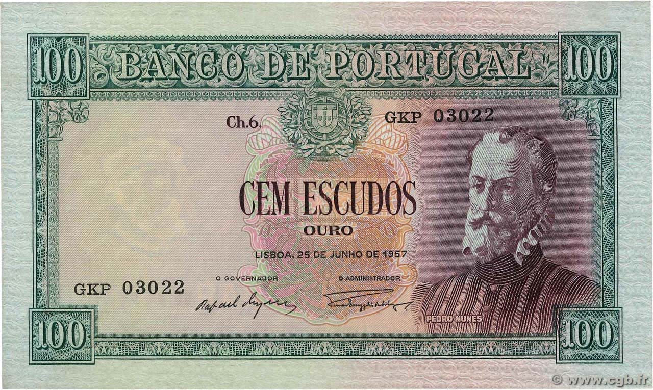 100 Escudos Portugal 1957 P 159 4260373 Banknotes