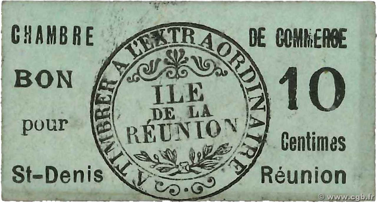 10 Centimes REUNION  1918 P.- XF+