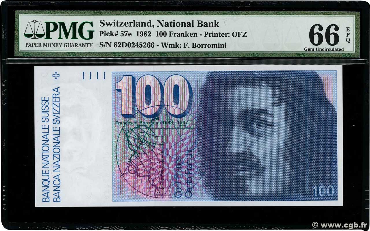 100 Francs SUISSE  1982 P.57e FDC
