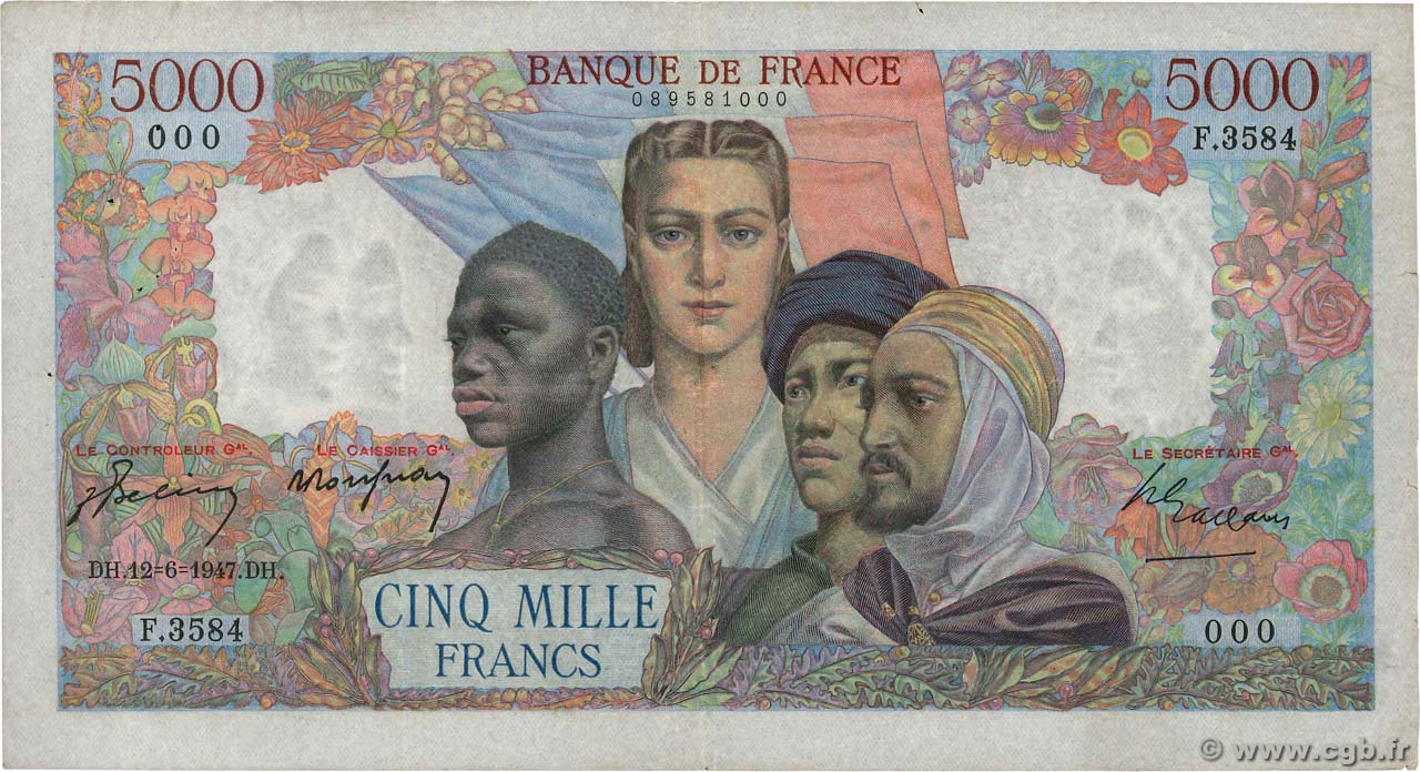 5000 Francs EMPIRE FRANÇAIS Numéro spécial FRANCE  1947 F.47.60 TTB