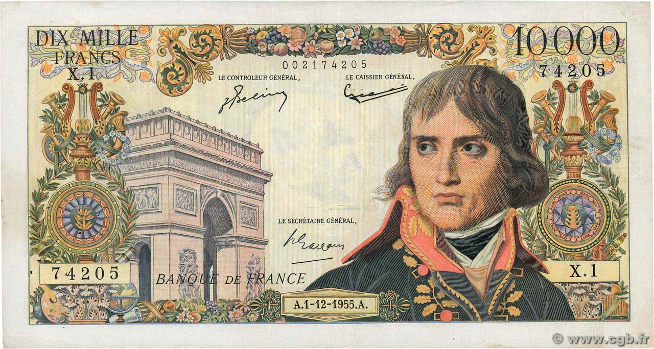 10000 Francs BONAPARTE FRANCIA  1955 F.51.01 BB