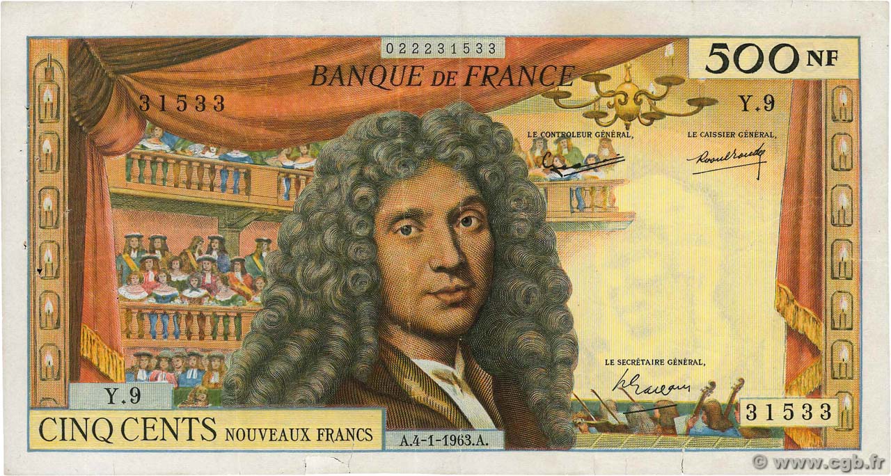 500 Nouveaux Francs MOLIÈRE FRANCE  1963 F.60.04 TB