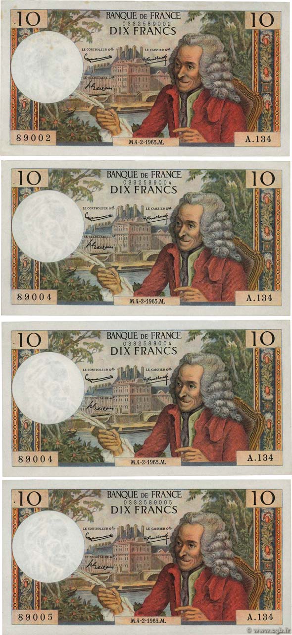 10 Francs VOLTAIRE Fauté FRANCIA  1965 F.62.13x EBC+