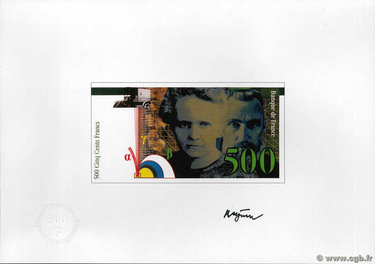 500 Francs PIERRE ET MARIE CURIE Essai FRANCIA  1994 NE.1994 FDC