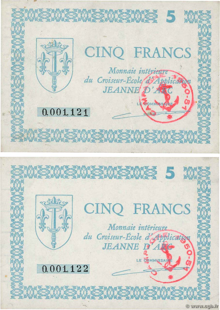 5 Francs Consécutifs FRANCE regionalism and various  1950 K.282 XF