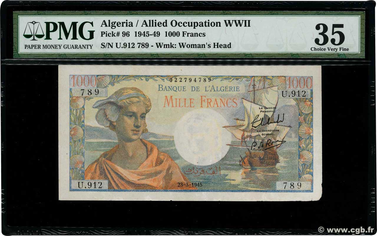 1000 Francs ALGERIA  1945 P.096 XF-