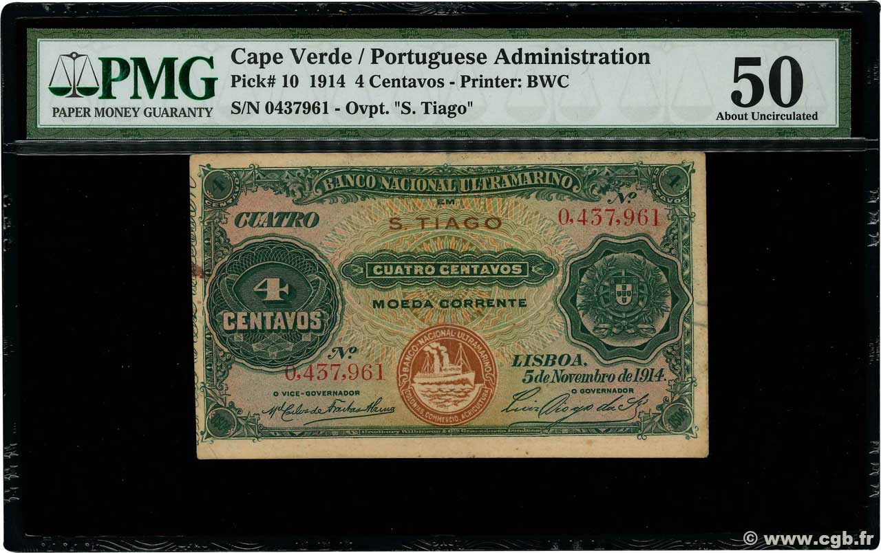 4 Centavos CABO VERDE S. Tiago 1914 P.10 MBC