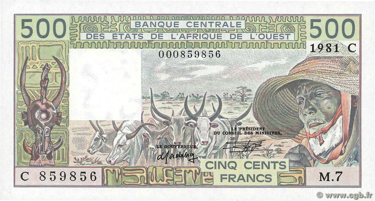 500 Francs ÉTATS DE L AFRIQUE DE L OUEST  1981 P.306Ccx pr.NEUF