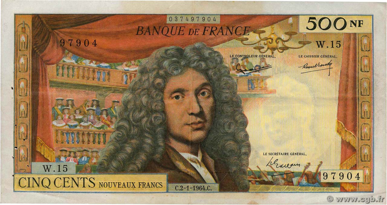 500 Nouveaux Francs MOLIÈRE FRANCE  1964 F.60.06 TTB