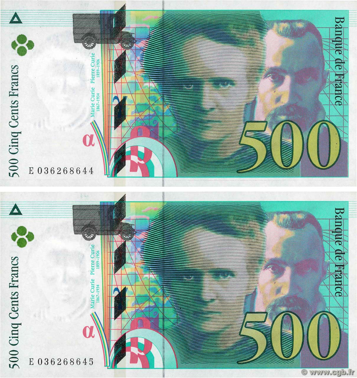 500 Francs PIERRE ET MARIE CURIE Consécutifs FRANKREICH  1996 F.76.03 ST