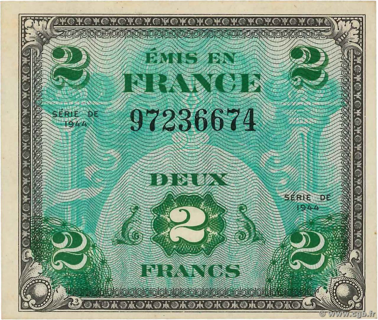 2 Francs DRAPEAU FRANCIA  1944 VF.16.01 SC+