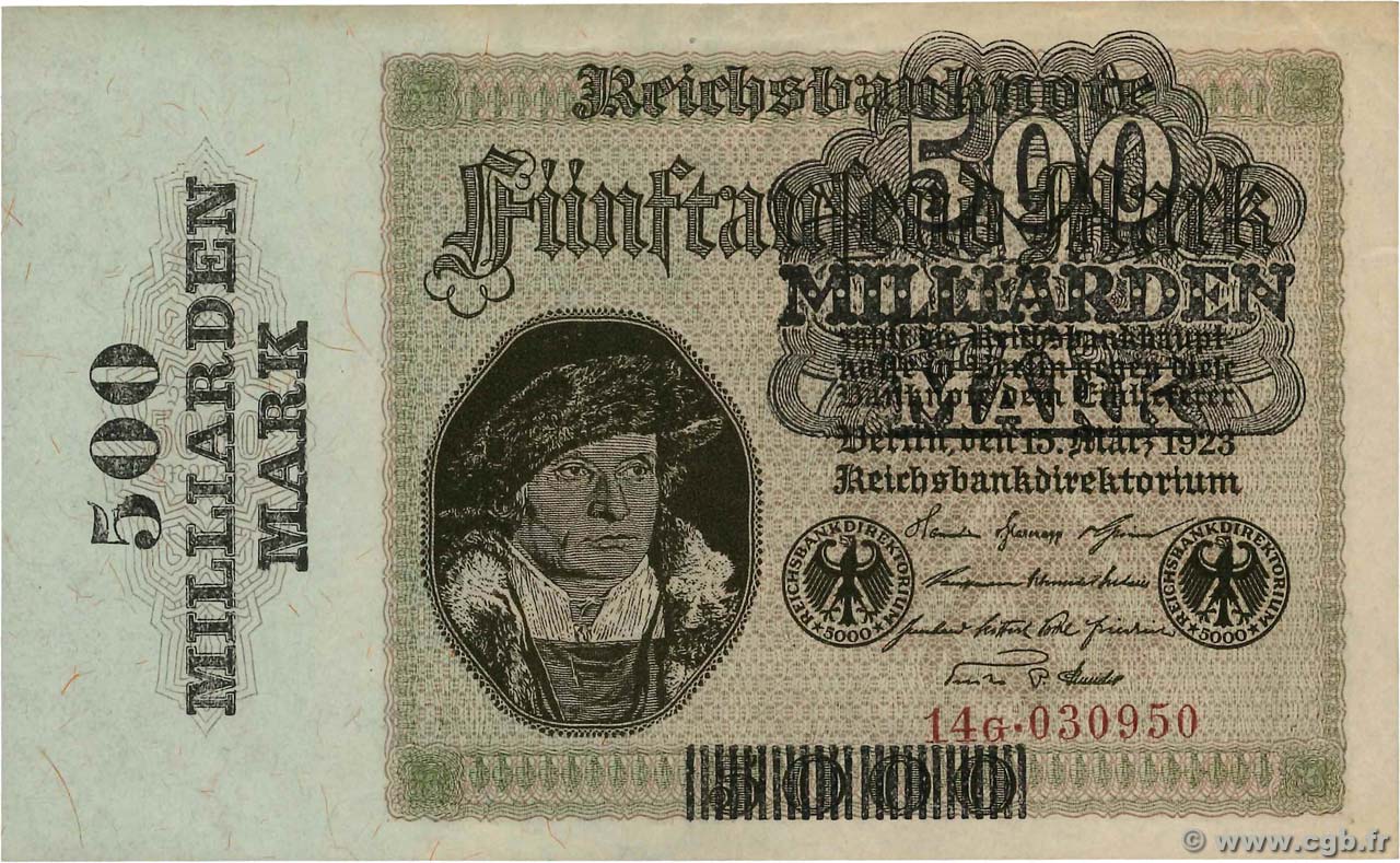 500 Milliard Mark GERMANIA  1923 P.124a AU