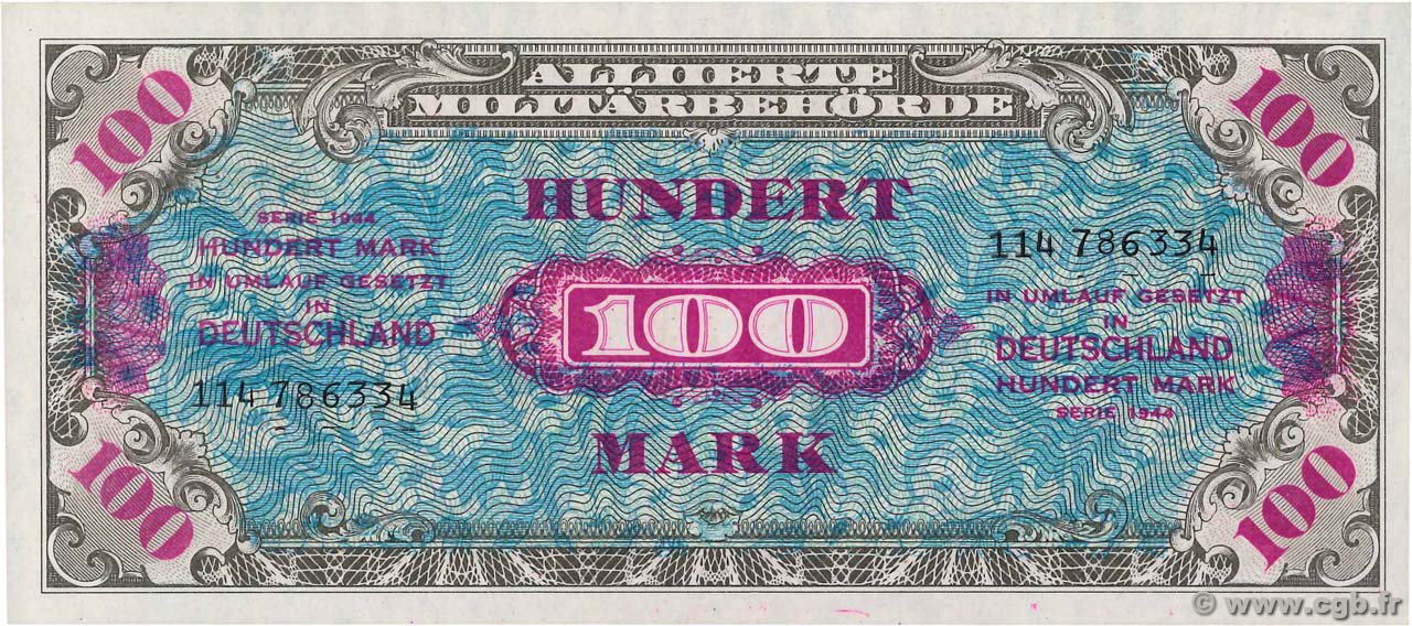 100 Mark GERMANY  1944 P.197b AU