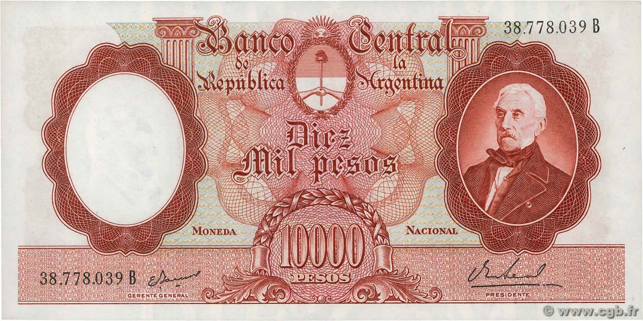 10000 Pesos ARGENTINIEN  1961 P.281b fST+