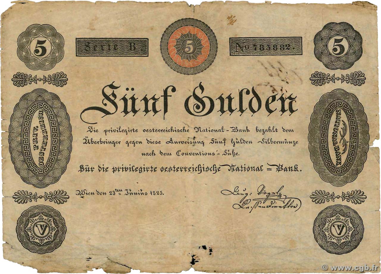 5 Gulden ÖSTERREICH  1825 P.A061 fS
