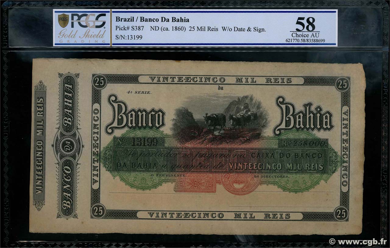 25 Mil Reis BRASILIEN  1860 PS.387 VZ+