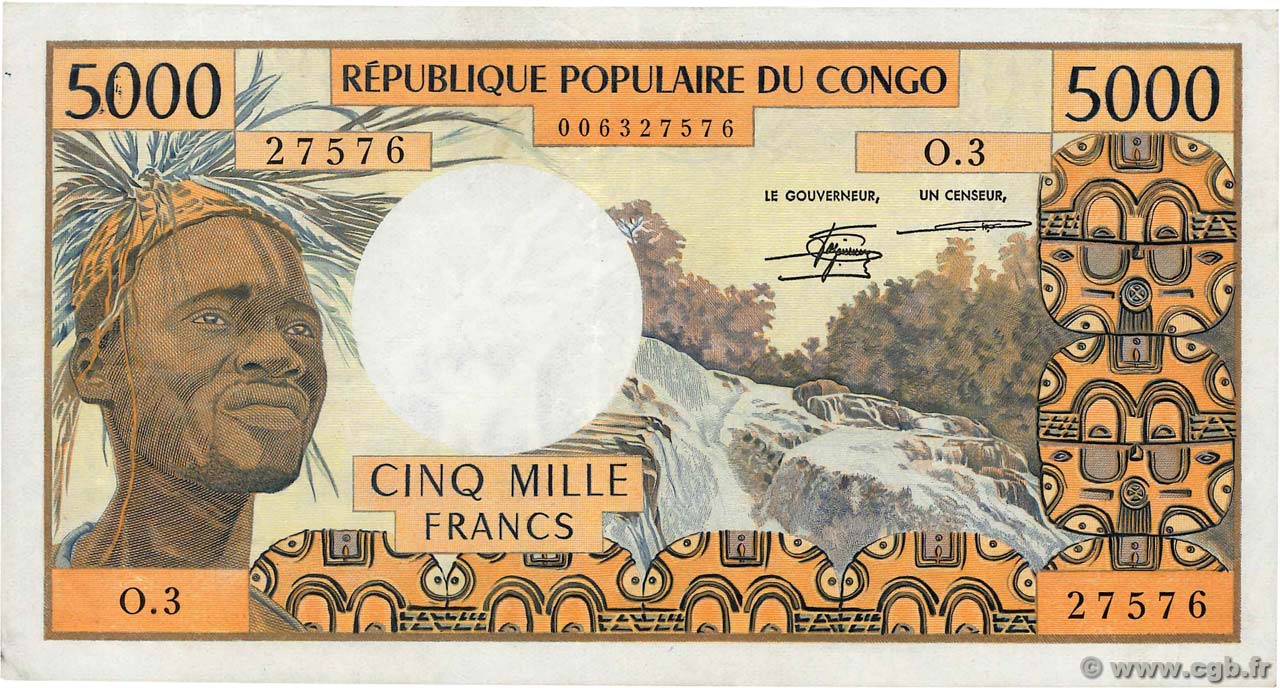 5000 Francs CONGO  1978 P.04c MBC
