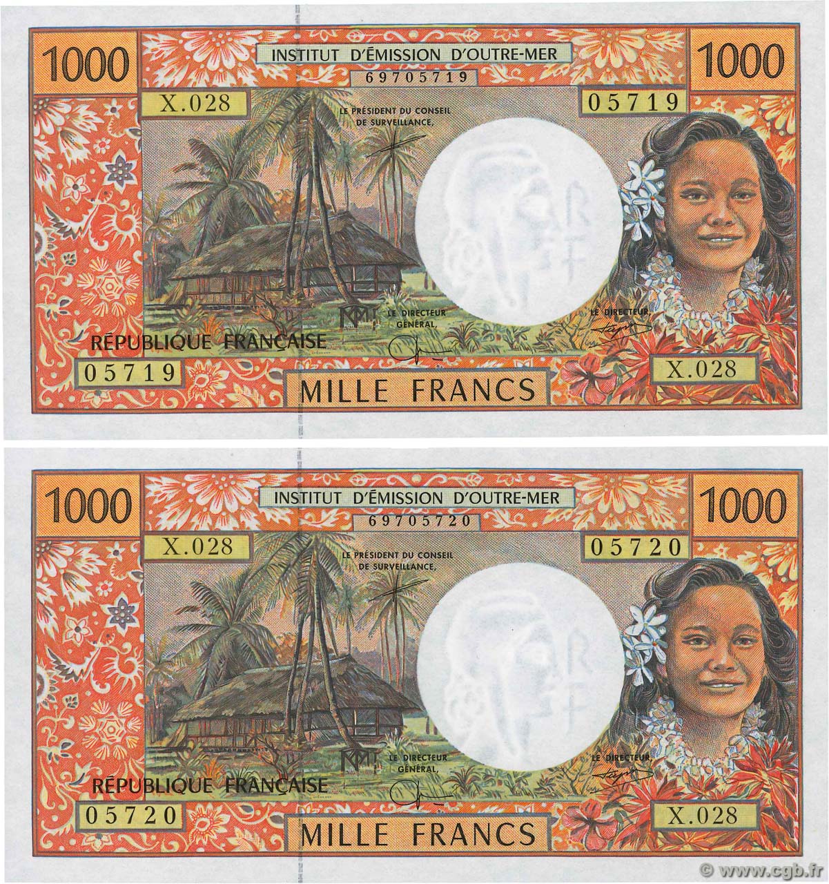 1000 Francs Consécutifs POLYNÉSIE, TERRITOIRES D OUTRE MER  2000 P.02g NEUF