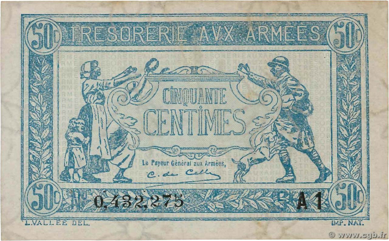 50 Centimes TRÉSORERIE AUX ARMÉES 1919 FRANCE  1919 VF.02.10 SUP+