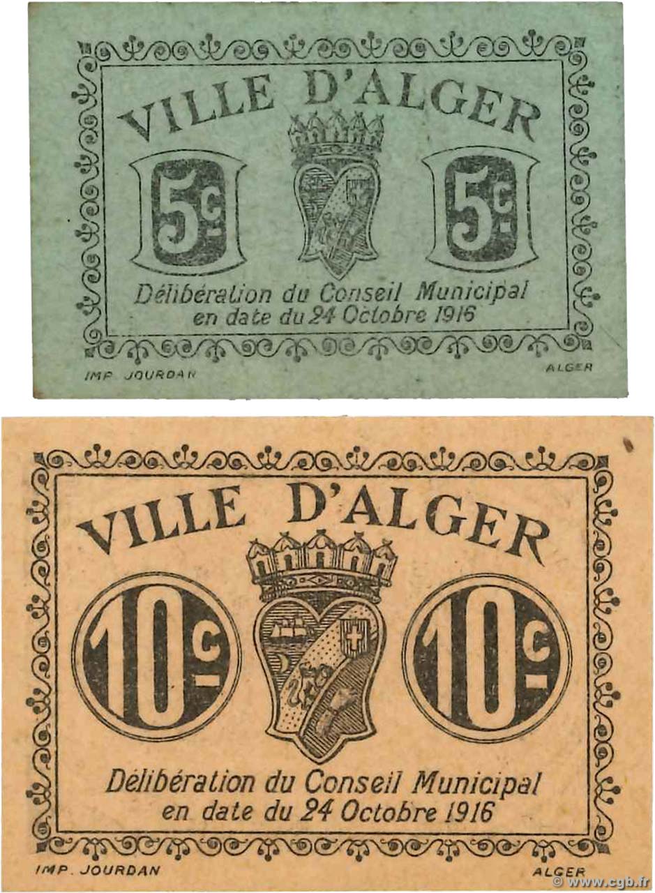 5 et 10 Centimes ALGÉRIE Alger 1916 GB.25 et 26 pr.NEUF