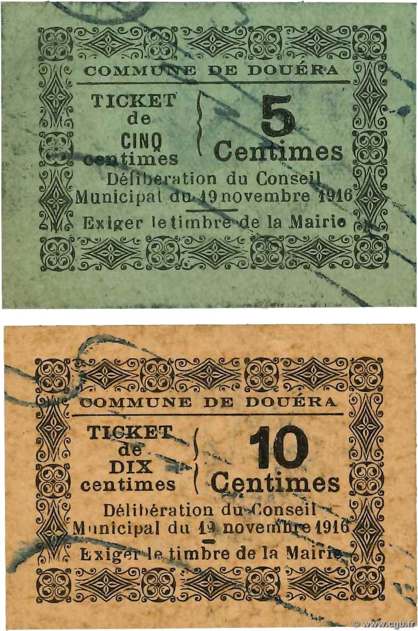 5 et 10 Centimes ALGÉRIE Douéra 1922 JPCV.01 et 02 SPL