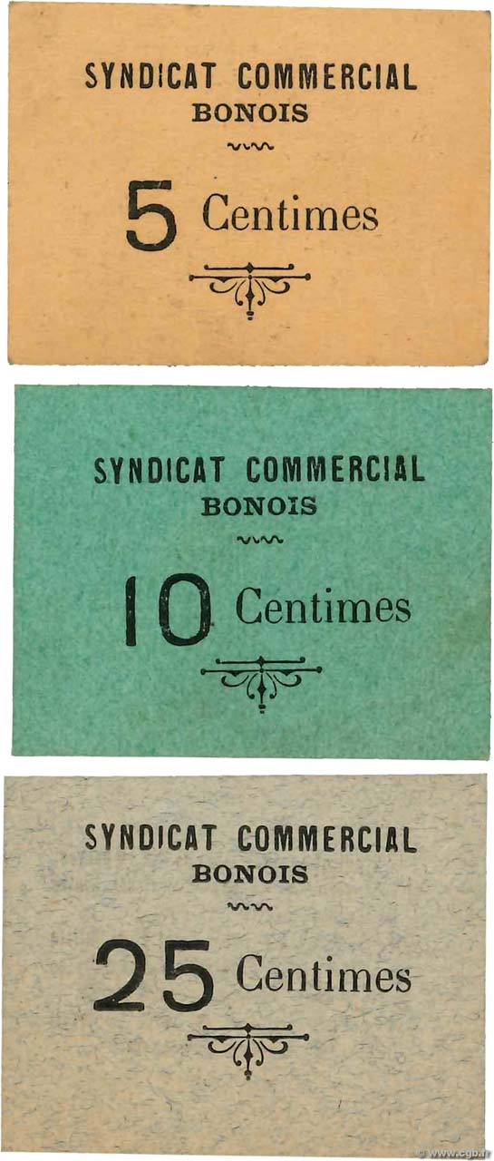5, 10 et 25 Centimes ALGÉRIE Bône 1918 JPCV.09 pr.NEUF