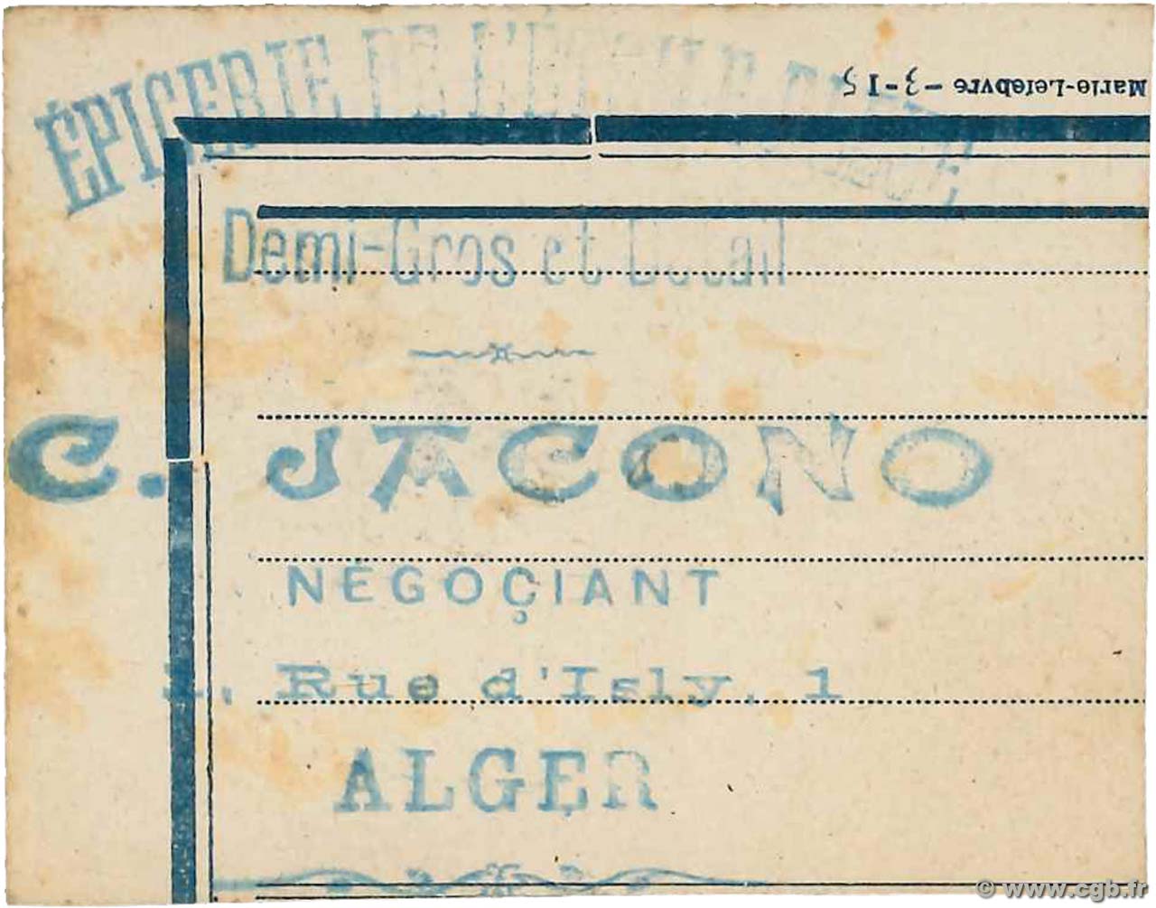 15 Centimes ALGÉRIE Alger 1915 K.- SUP